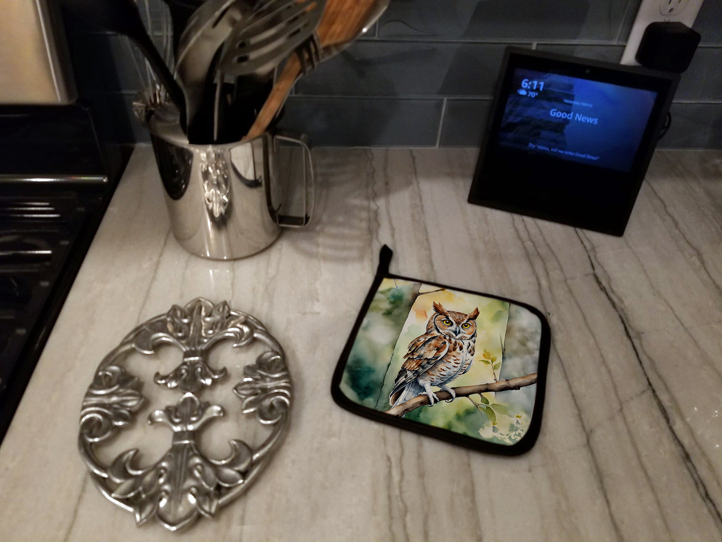 Eastern Screech Owl Pair of Pot Holders