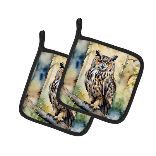 Buy this Eurasian Eagle Owl Pair of Pot Holders