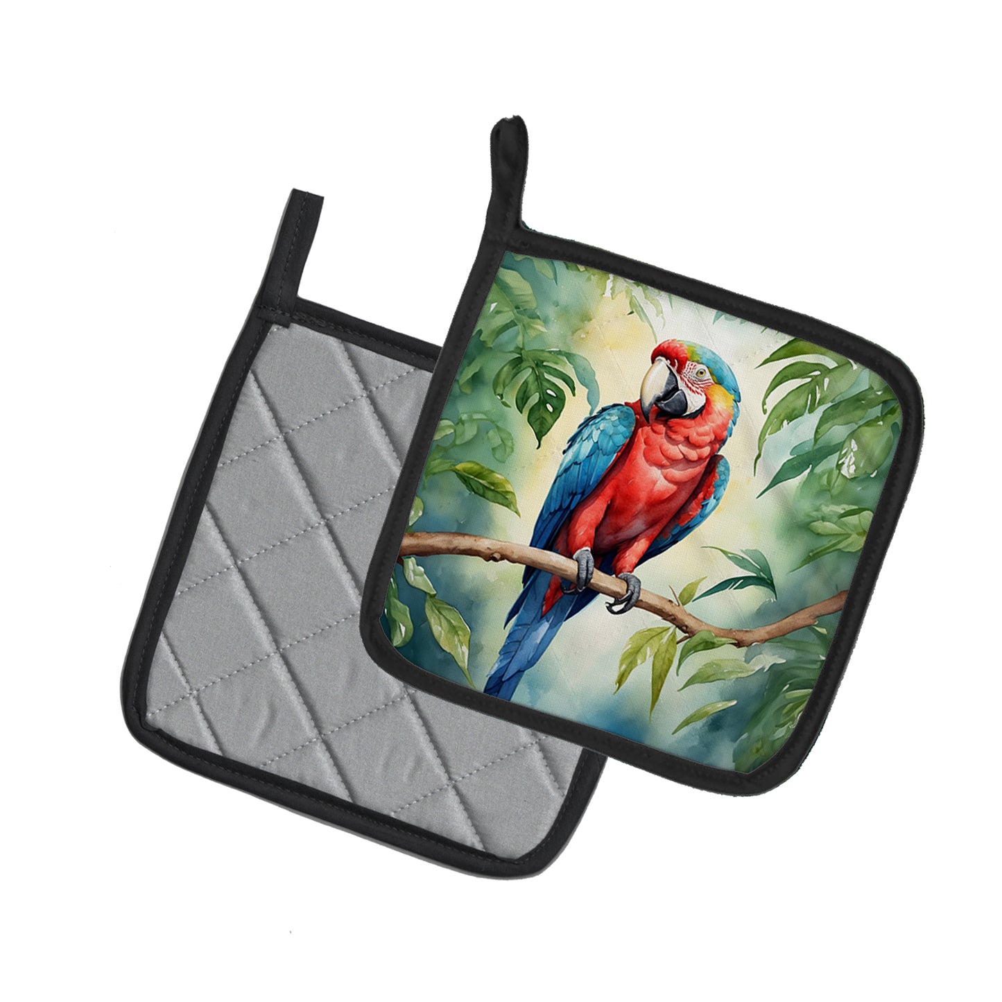 Macaw Parrot Pair of Pot Holders