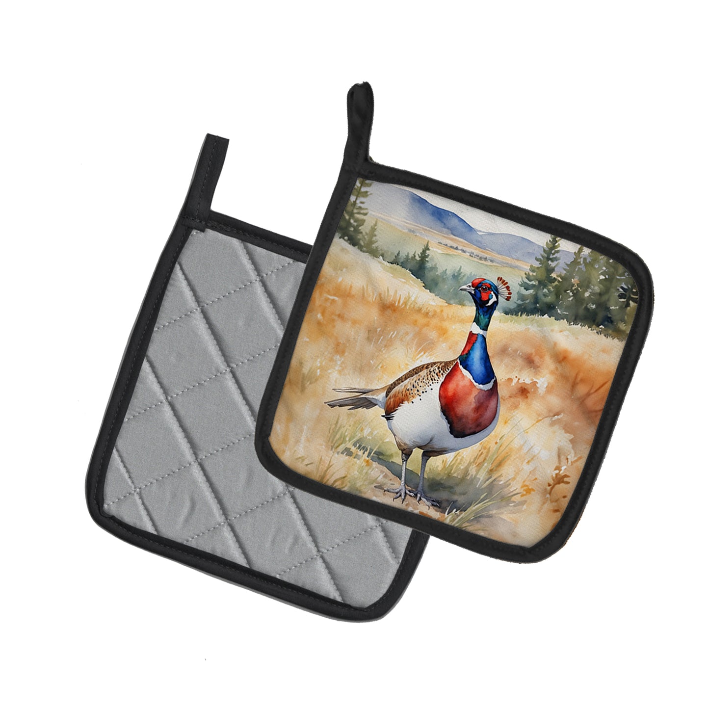 South Dakota Ringnecked Pheasant Pair of Pot Holders