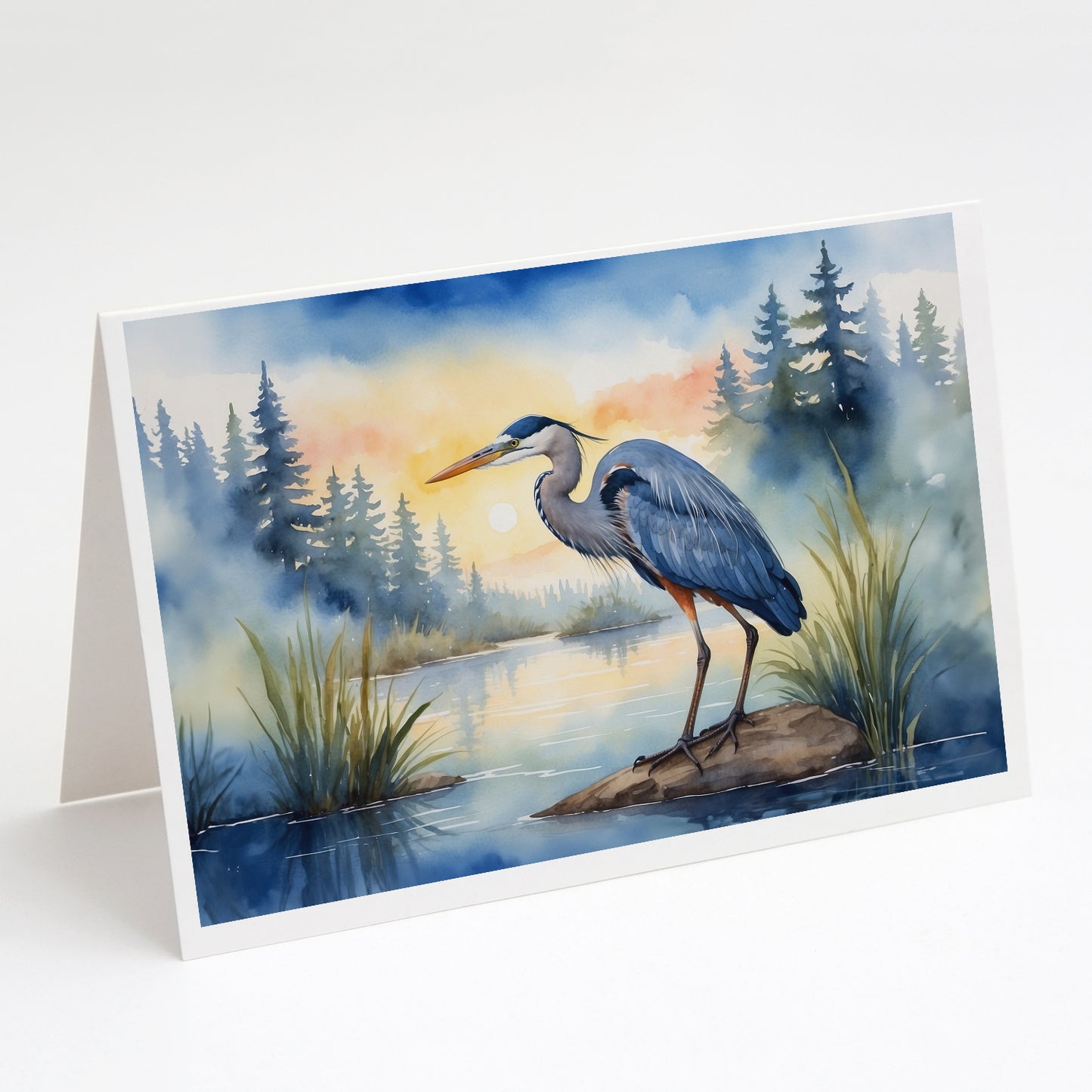 Buy this Blue Heron Emerging as the day fades Greeting Cards Pack of 8