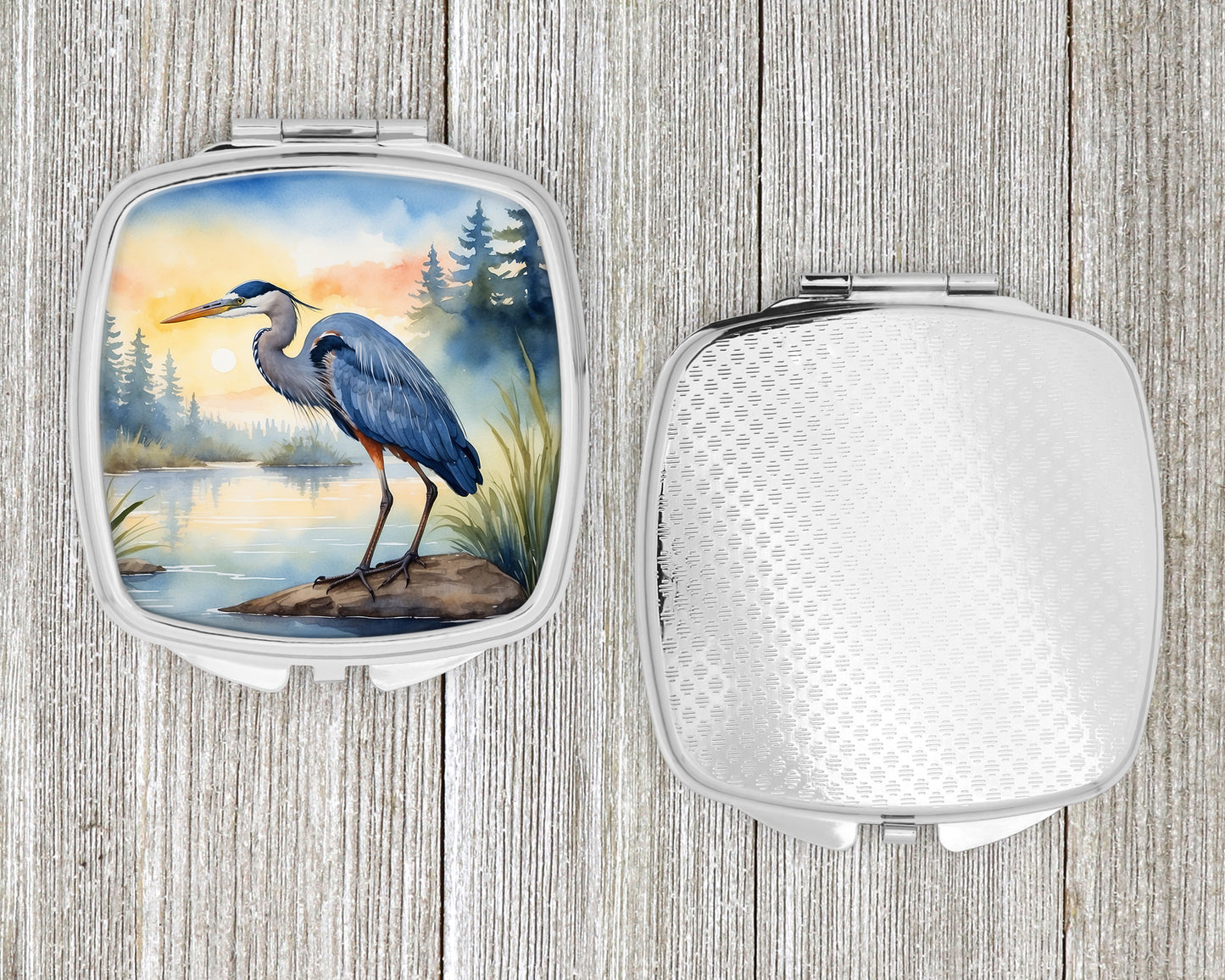 Blue Heron Emerging as the day fades Compact Mirror