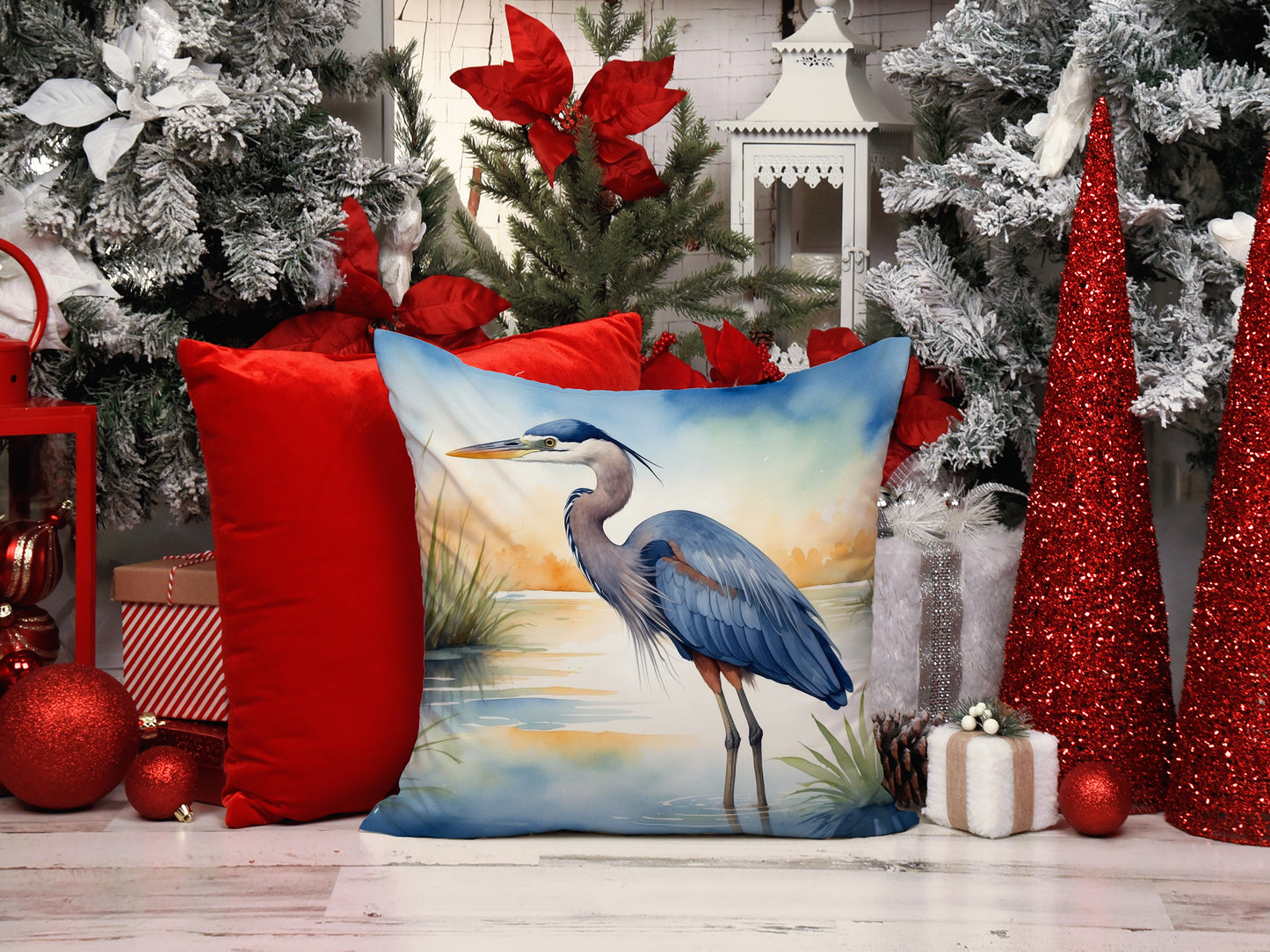 Blue Heron Emerging as the day fades Throw Pillow