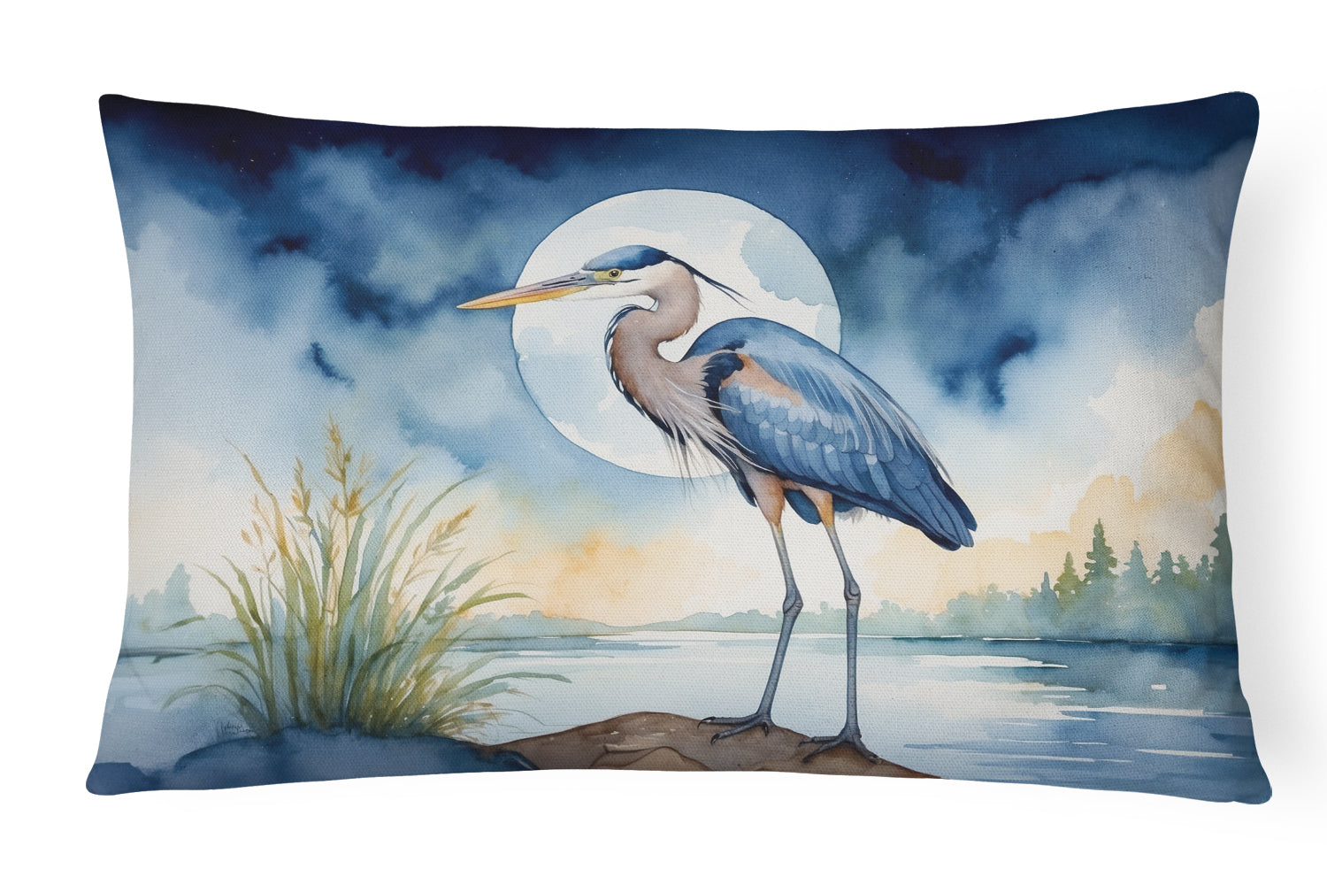 Buy this Blue Heron Under the Moonlight Throw Pillow