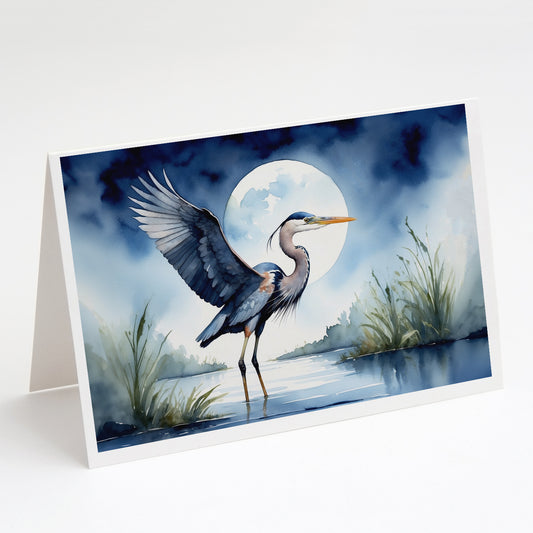 Buy this Blue Heron Under the Moonlight Greeting Cards Pack of 8