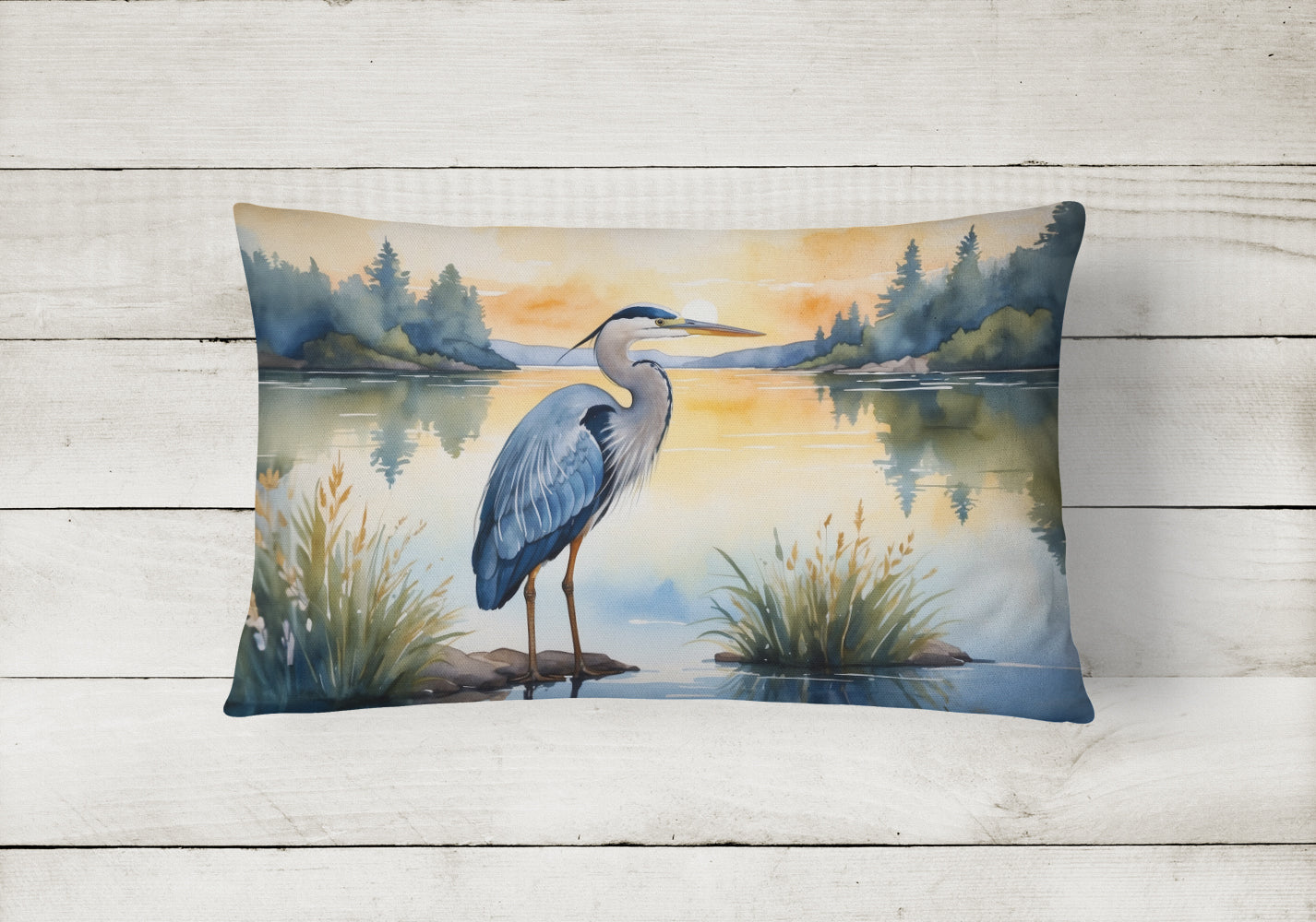 Blue Heron in the Golden Hour Throw Pillow