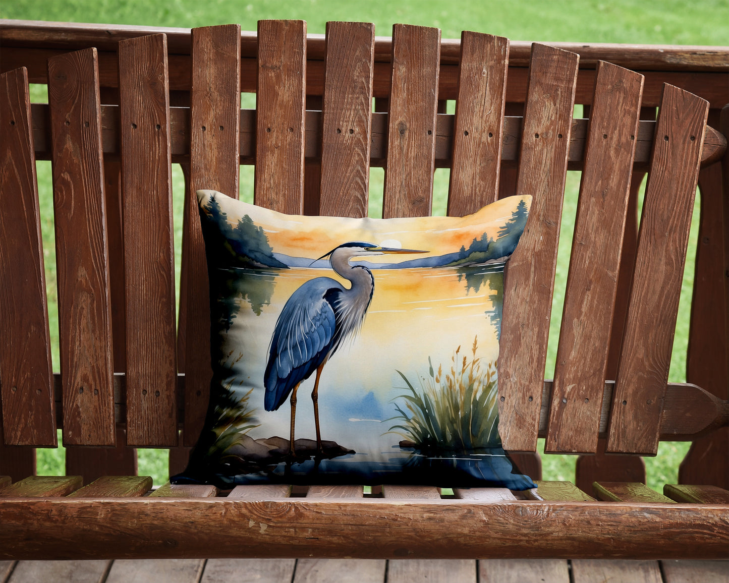 Blue Heron in the Golden Hour Throw Pillow