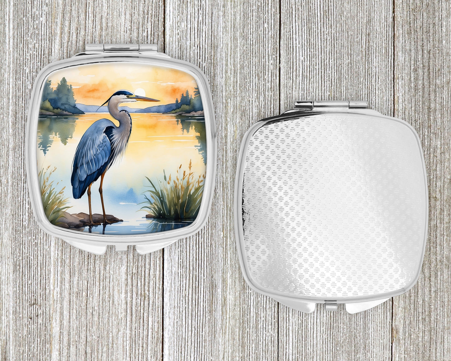 Blue Heron in the Golden Hour Compact Mirror