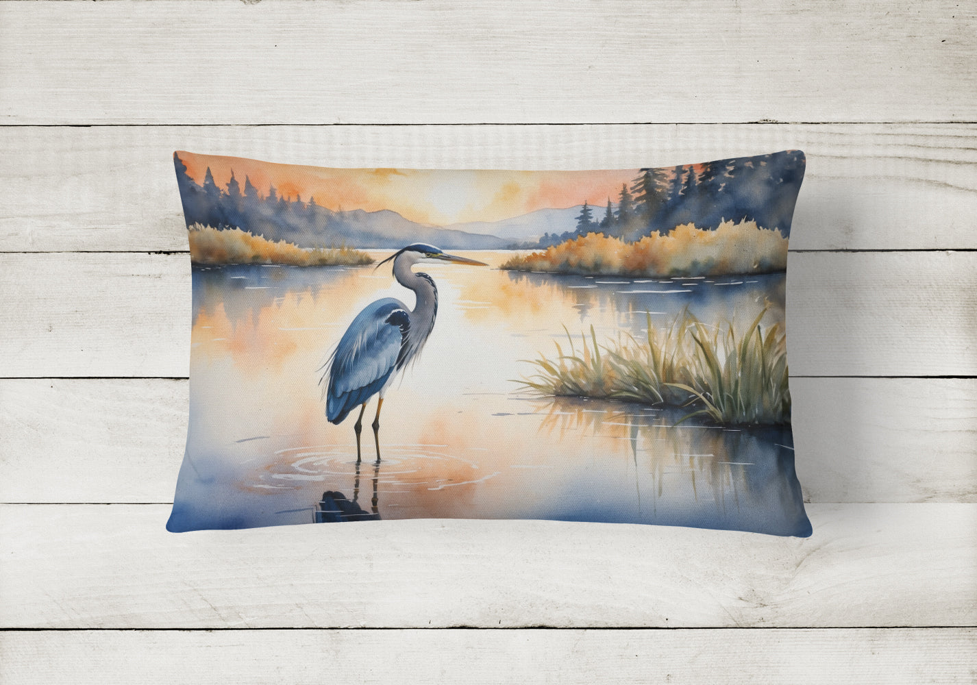 Blue Heron in the Golden Hour Throw Pillow
