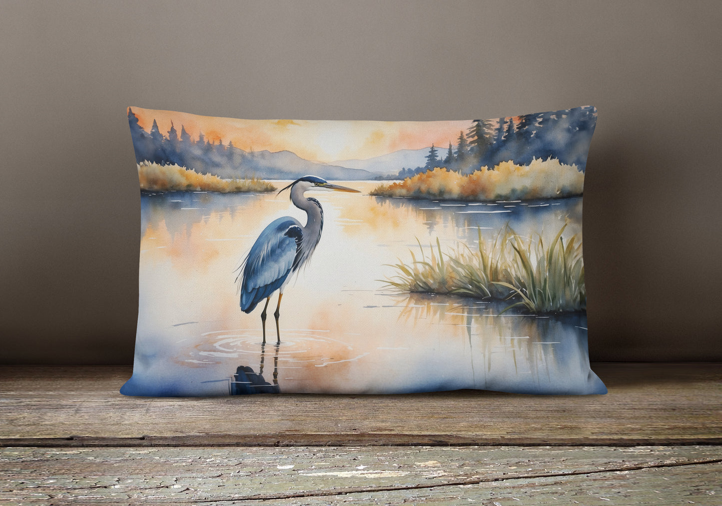 Blue Heron in the Golden Hour Throw Pillow
