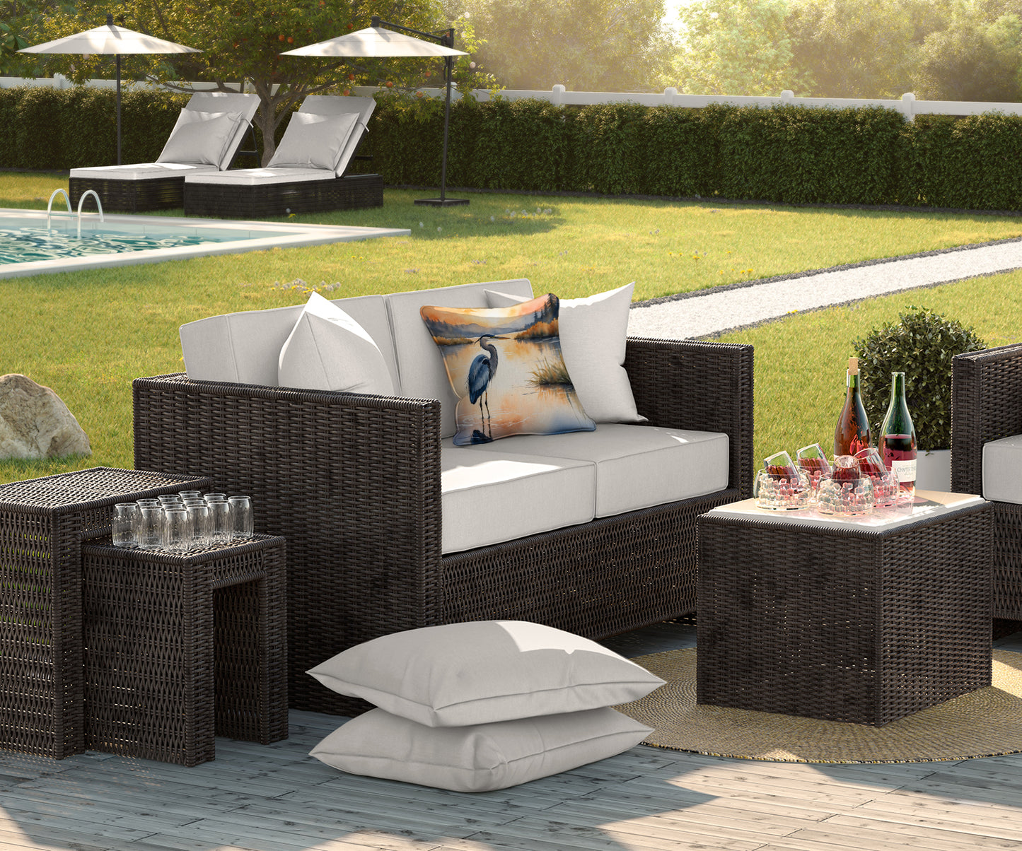 Blue Heron in the Golden Hour Throw Pillow