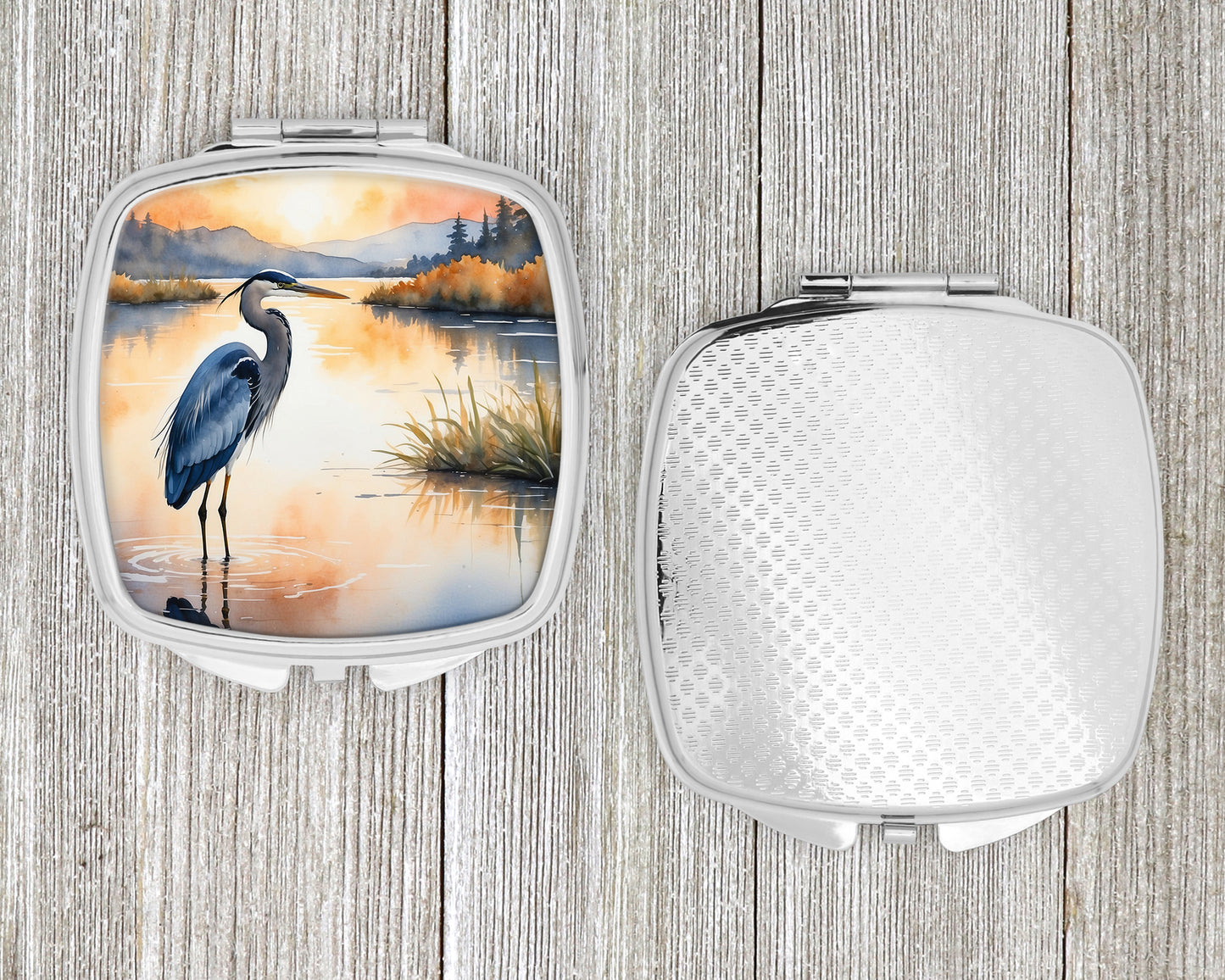 Blue Heron in the Golden Hour Compact Mirror