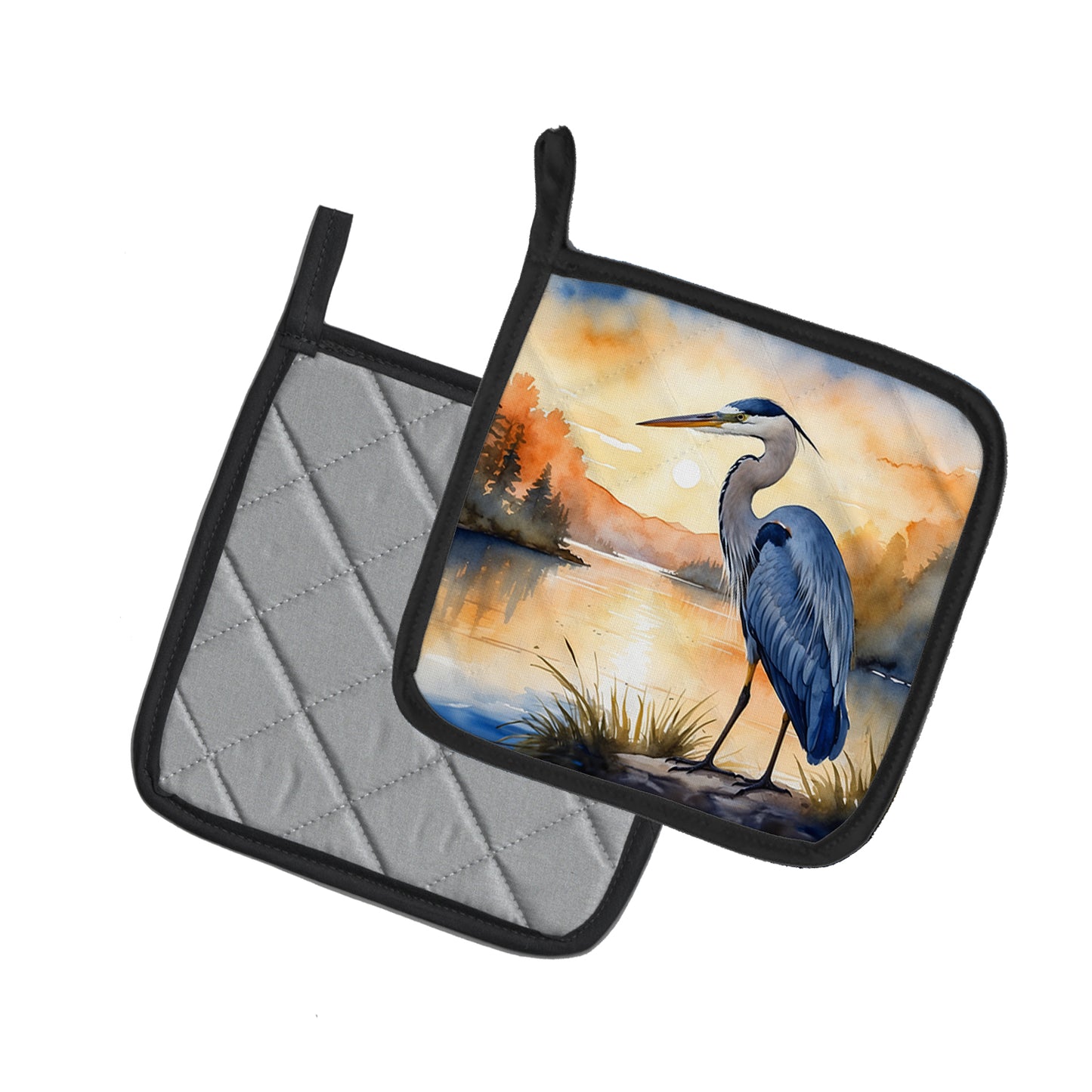 Blue Heron in the Golden Hour Pair of Pot Holders