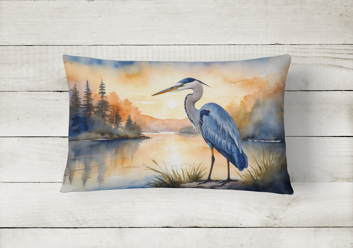 Blue Heron in the Golden Hour Throw Pillow