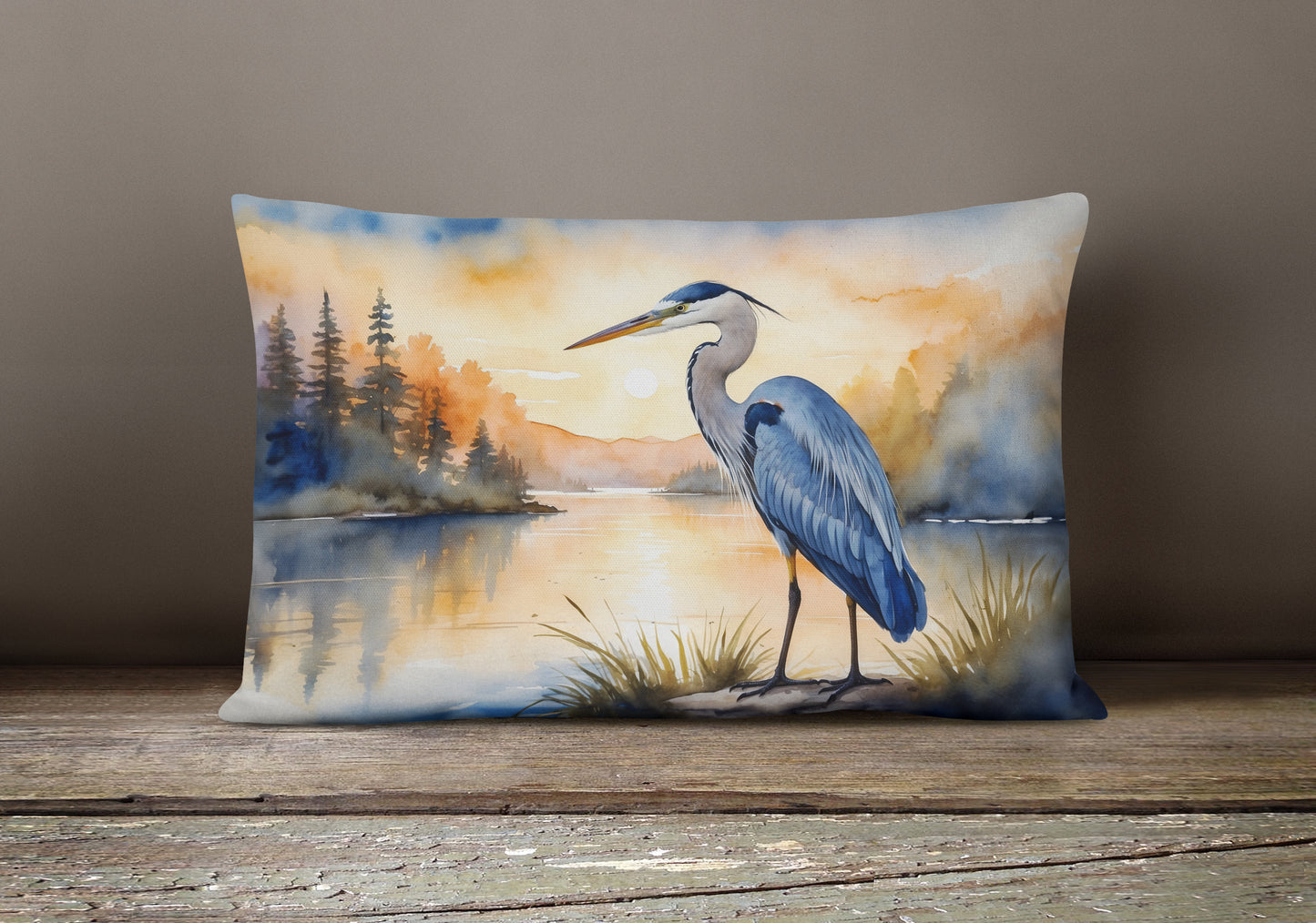 Blue Heron in the Golden Hour Throw Pillow