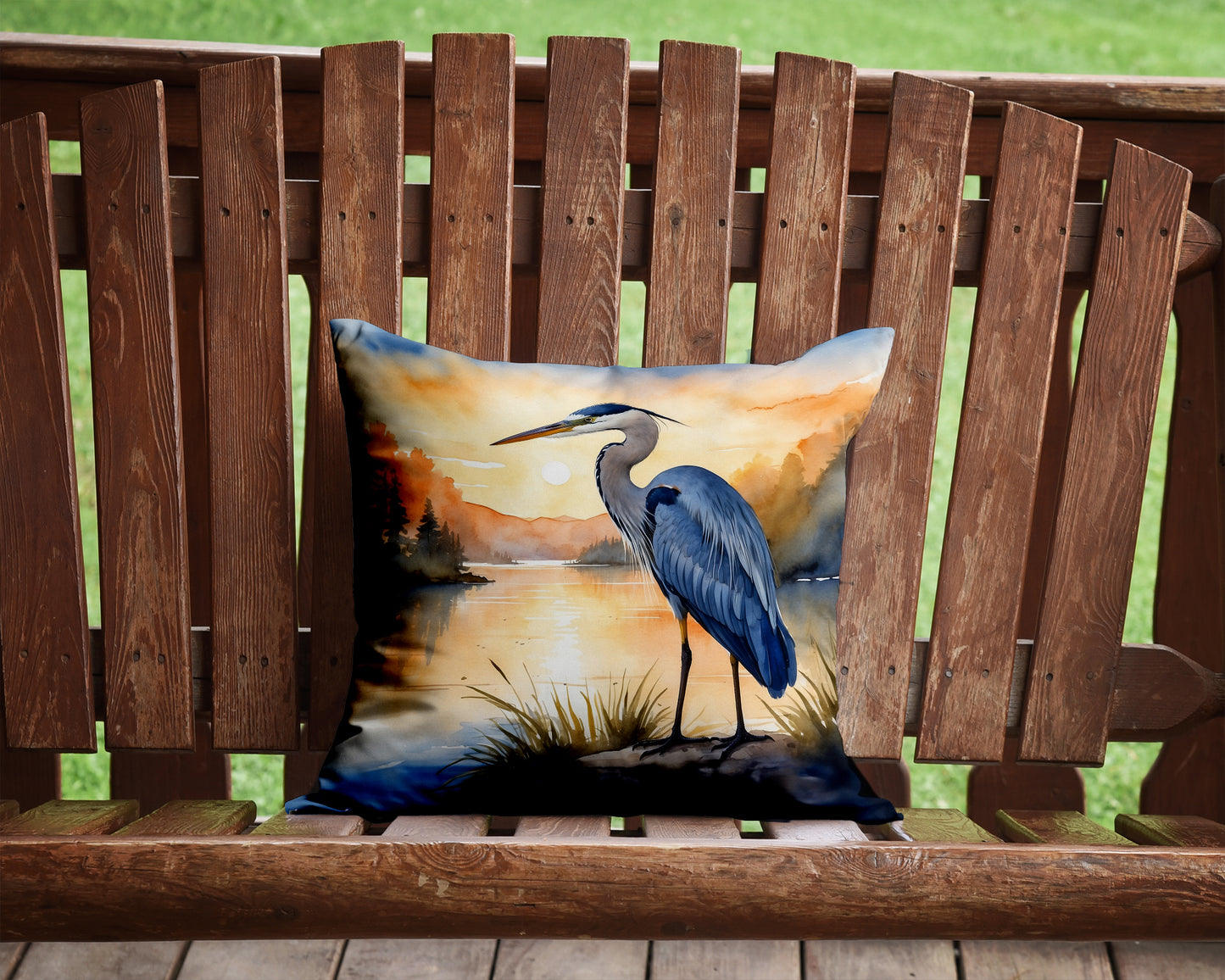 Blue Heron in the Golden Hour Throw Pillow