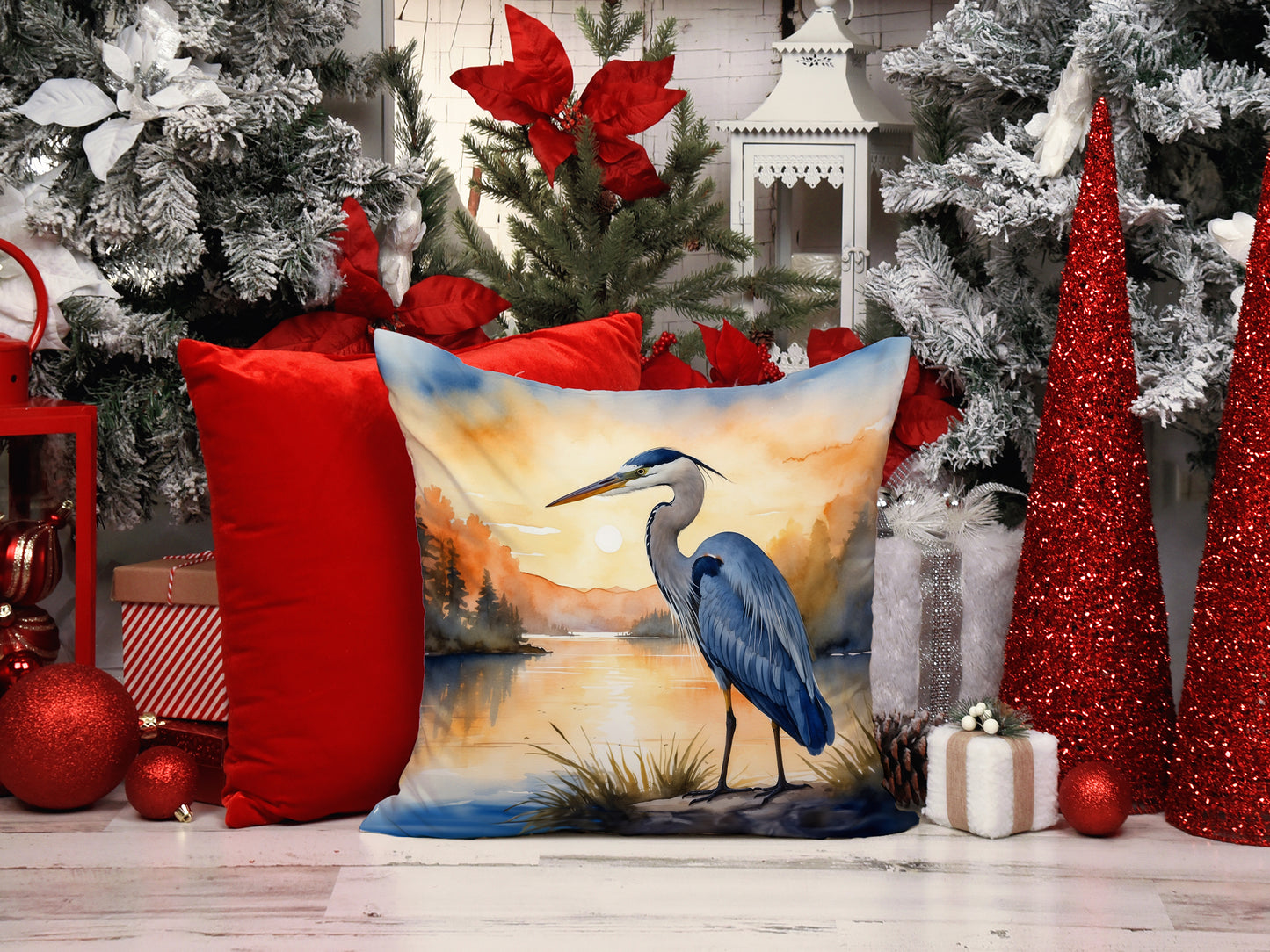 Blue Heron in the Golden Hour Throw Pillow