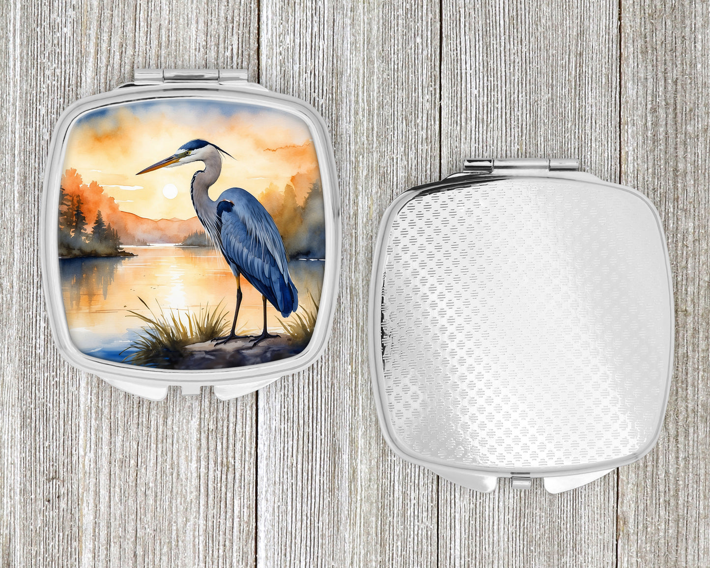 Blue Heron in the Golden Hour Compact Mirror