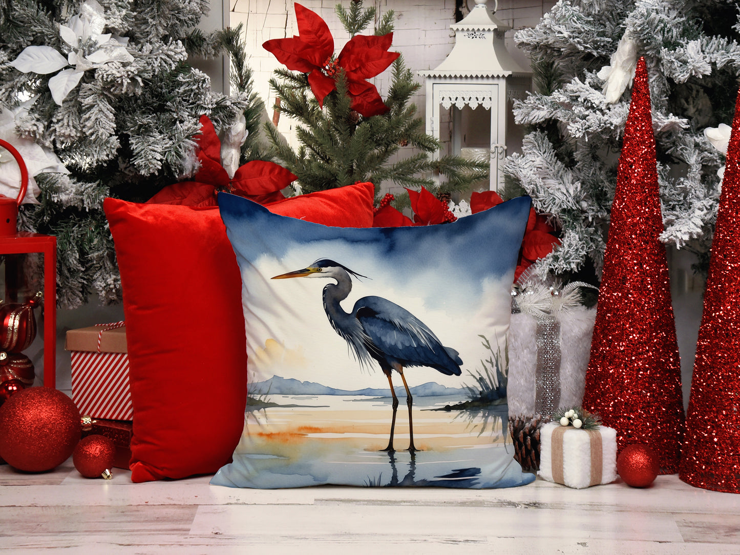 Blue Heron Barely Lit Sky Throw Pillow