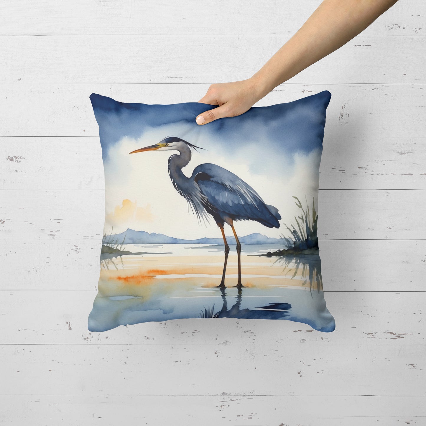 Blue Heron Barely Lit Sky Throw Pillow