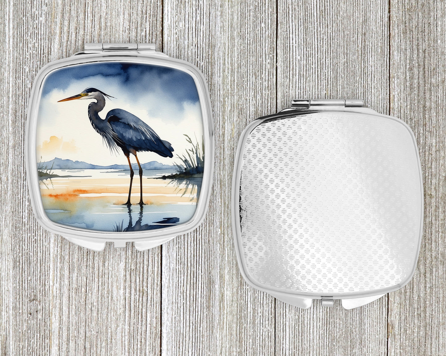 Blue Heron Barely Lit Sky Compact Mirror