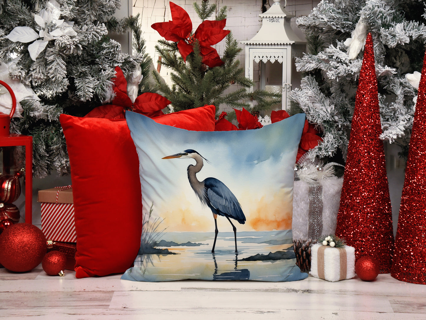 Blue Heron Barely Lit Sky Throw Pillow