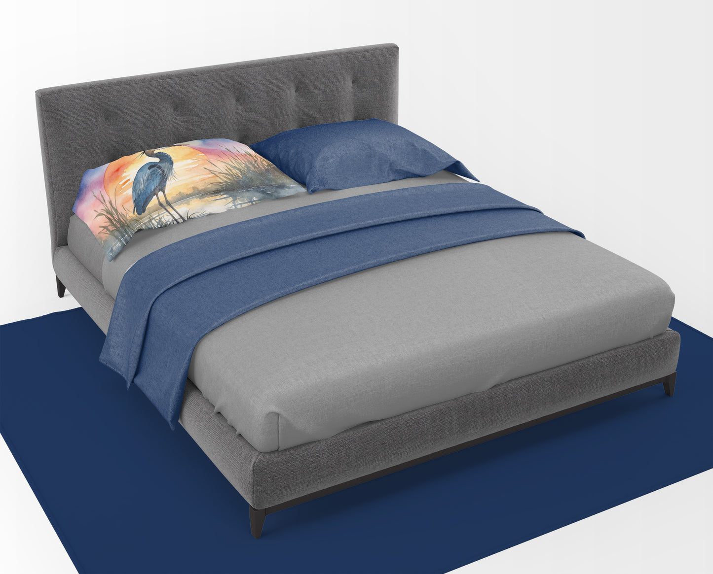 Blue Heron Setting Sun Standard Pillowcase