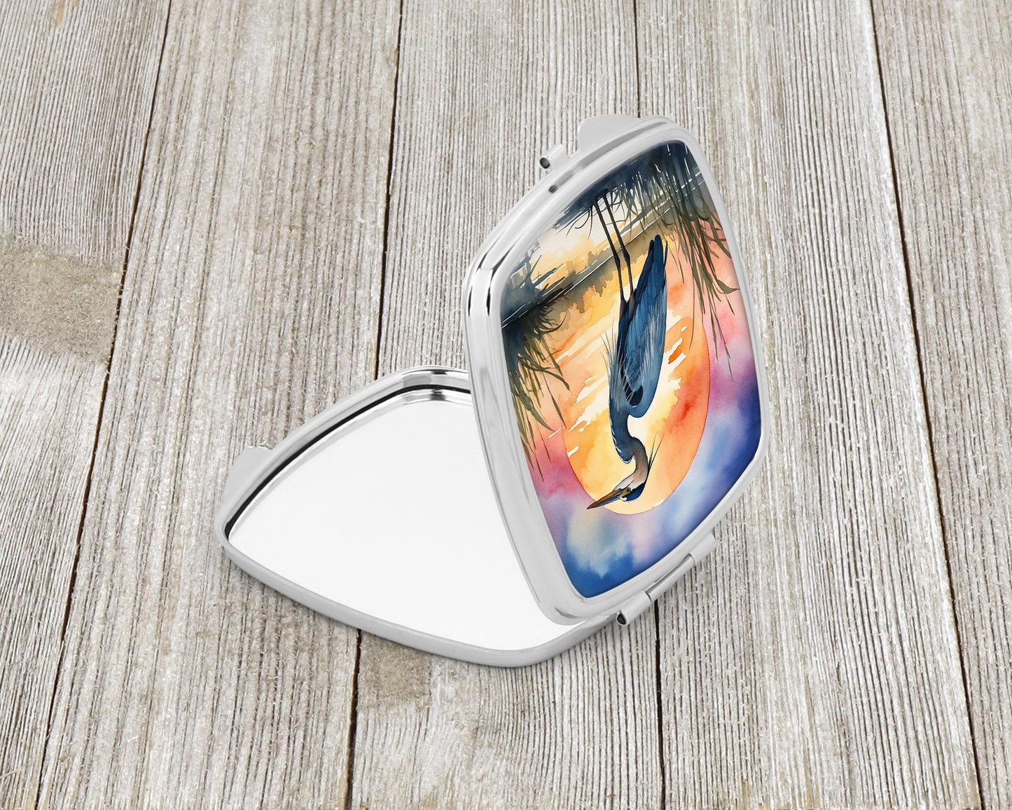 Blue Heron Setting Sun Compact Mirror