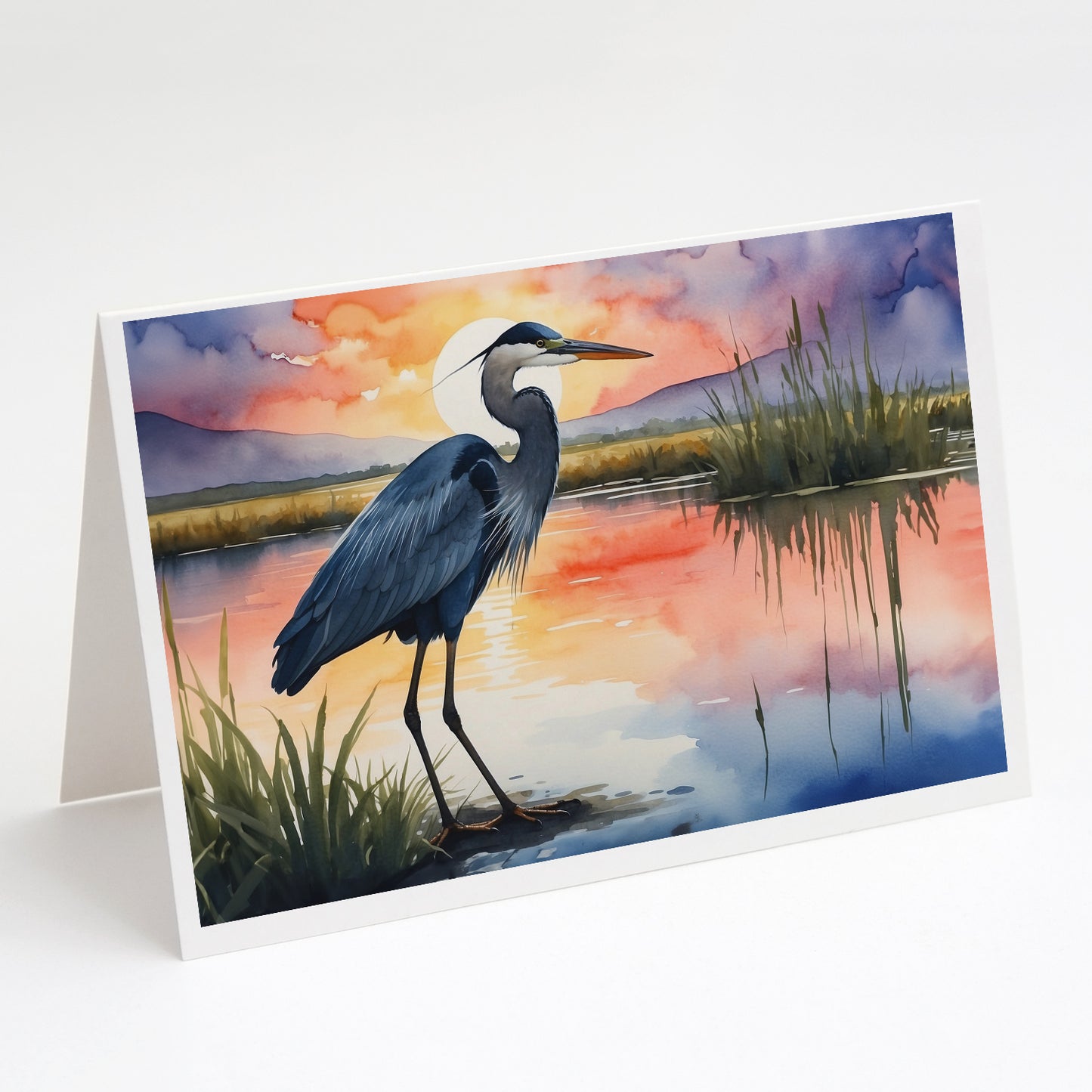 Buy this Blue Heron Setting Sun Greeting Cards Pack of 8