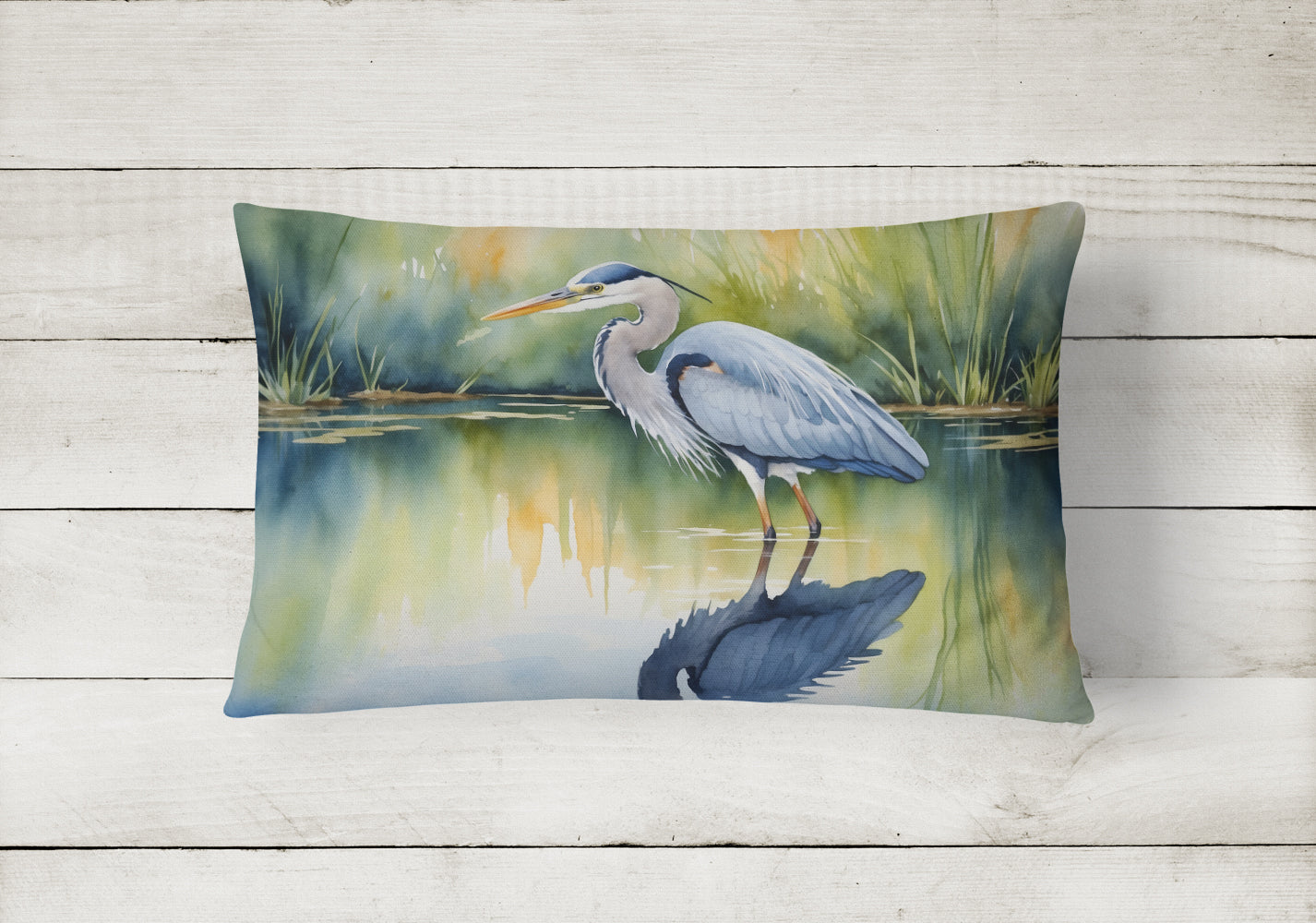 Blue Heron Stalking Prey Throw Pillow