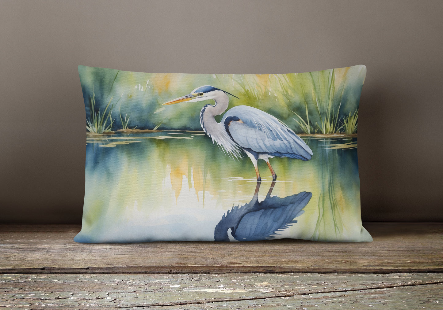 Blue Heron Stalking Prey Throw Pillow