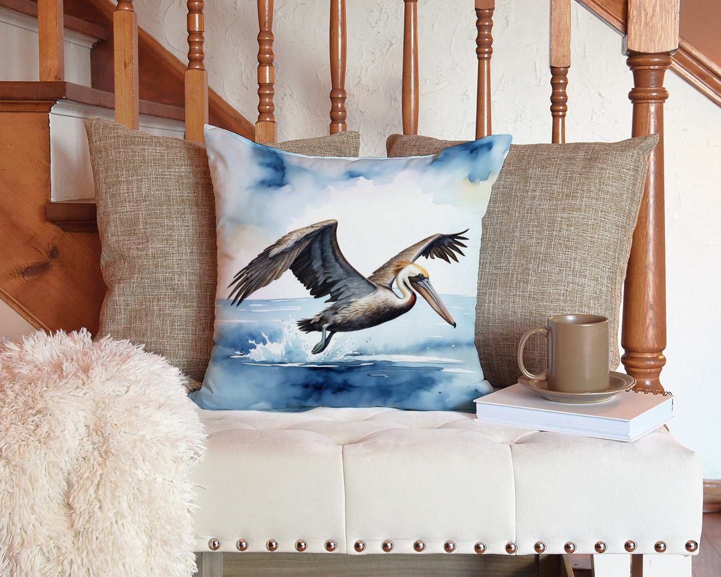 Pelican Diving Throw Pillow