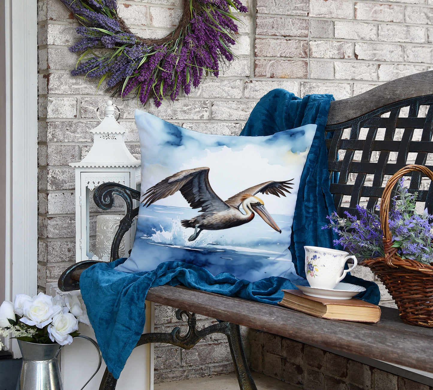 Pelican Diving Throw Pillow