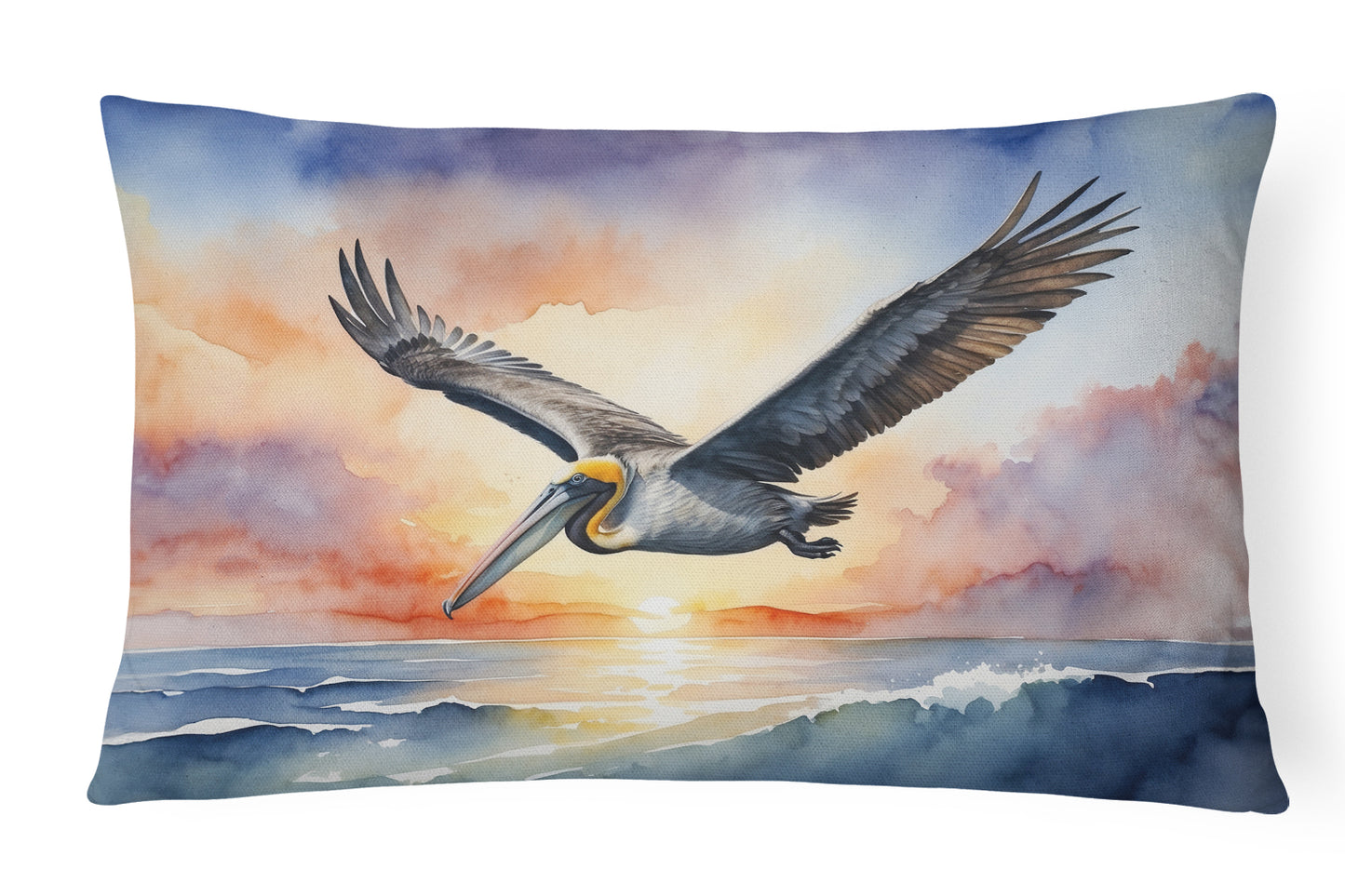 Buy this Pelican Fyling at Sunrise Throw Pillow