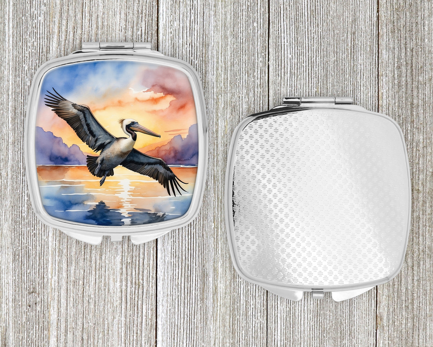 Pelican Fyling at Sunrise Compact Mirror