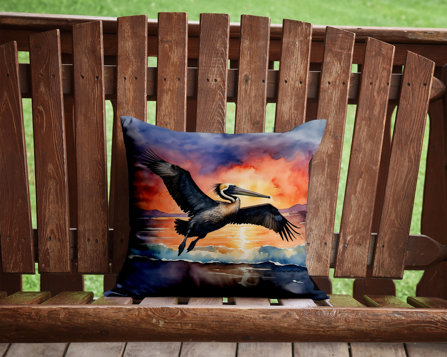 Pelican Fiery Sunset Throw Pillow