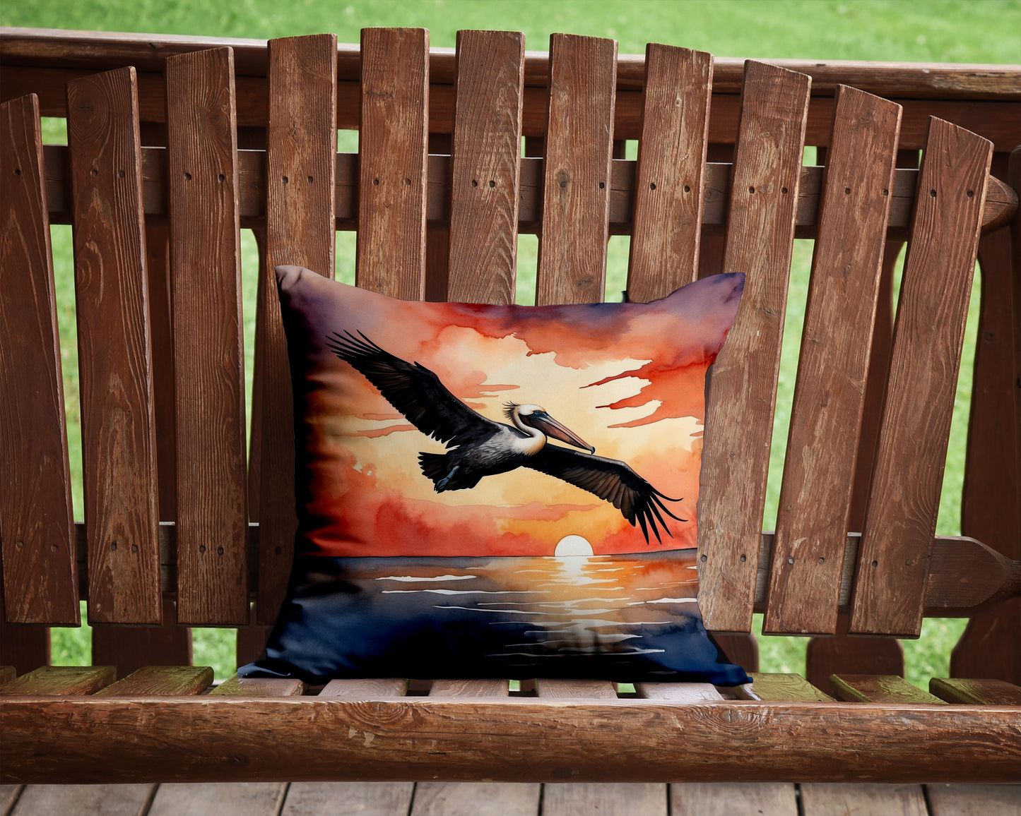 Pelican Fiery Sunset Throw Pillow