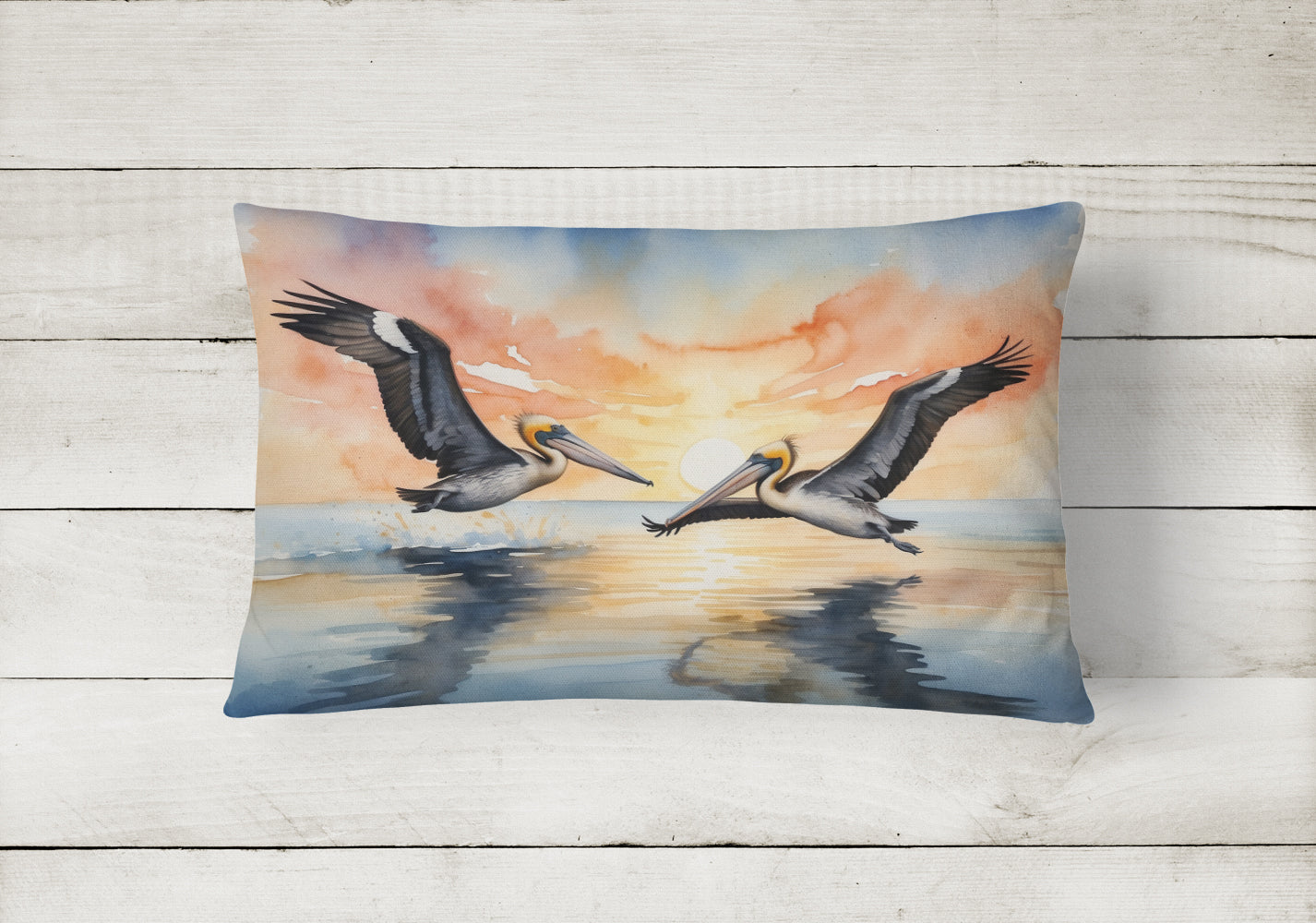 Pelicans Flying Throw Pillow