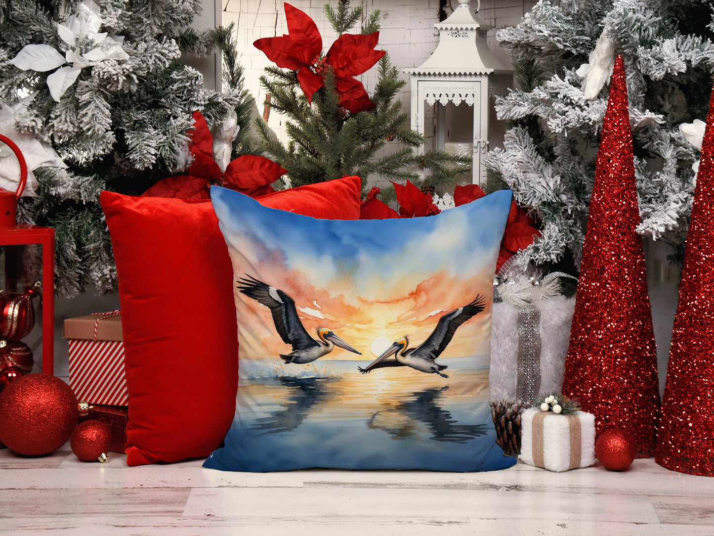 Pelicans Flying Throw Pillow