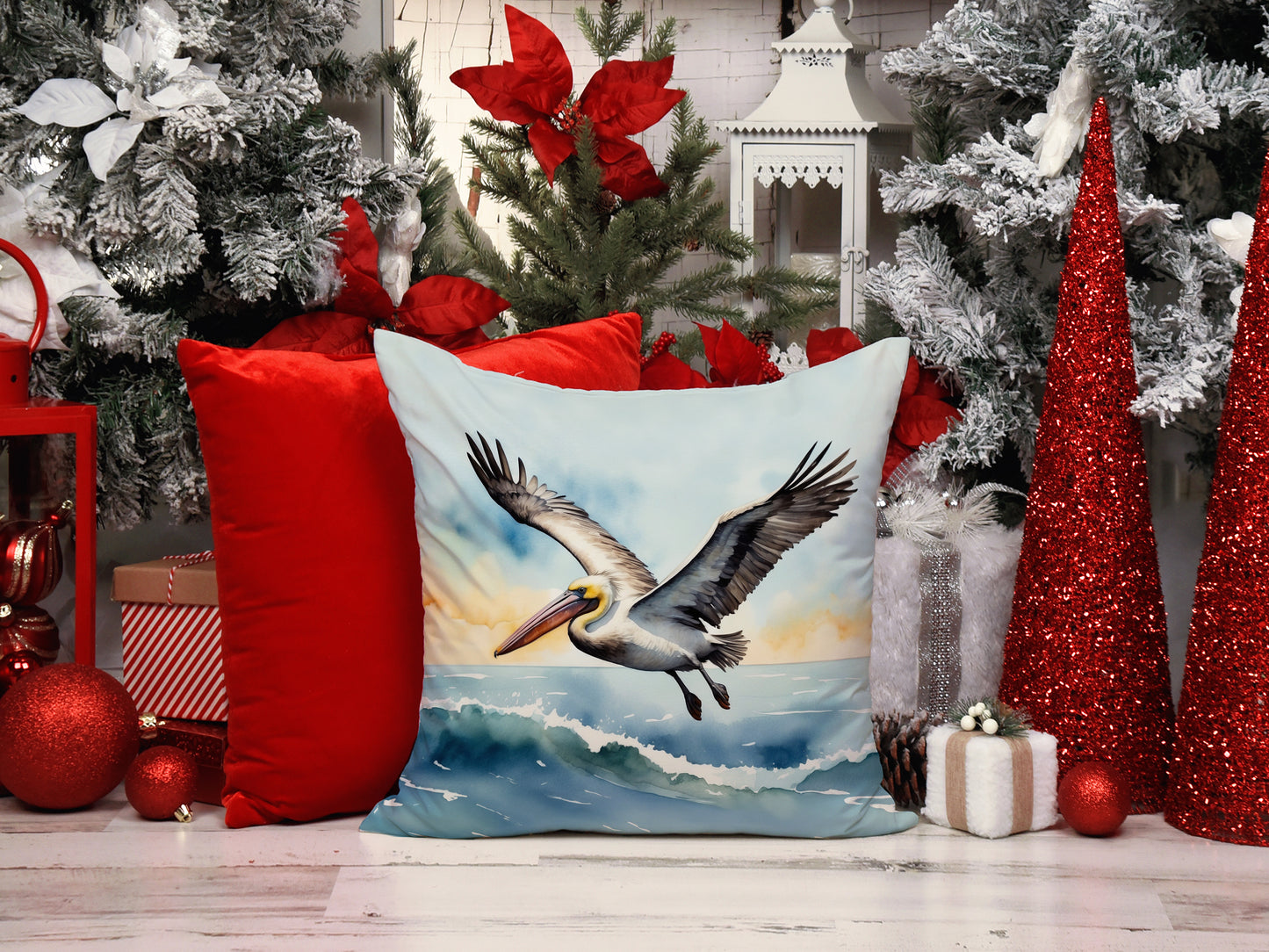 Pelican Soaring Throw Pillow