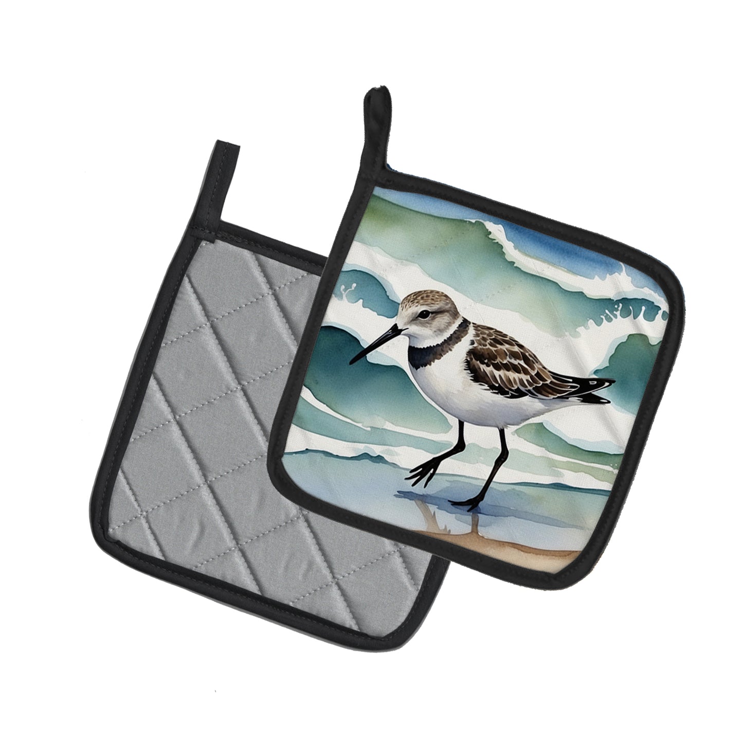 Sanderling Racing the Tide Pair of Pot Holders