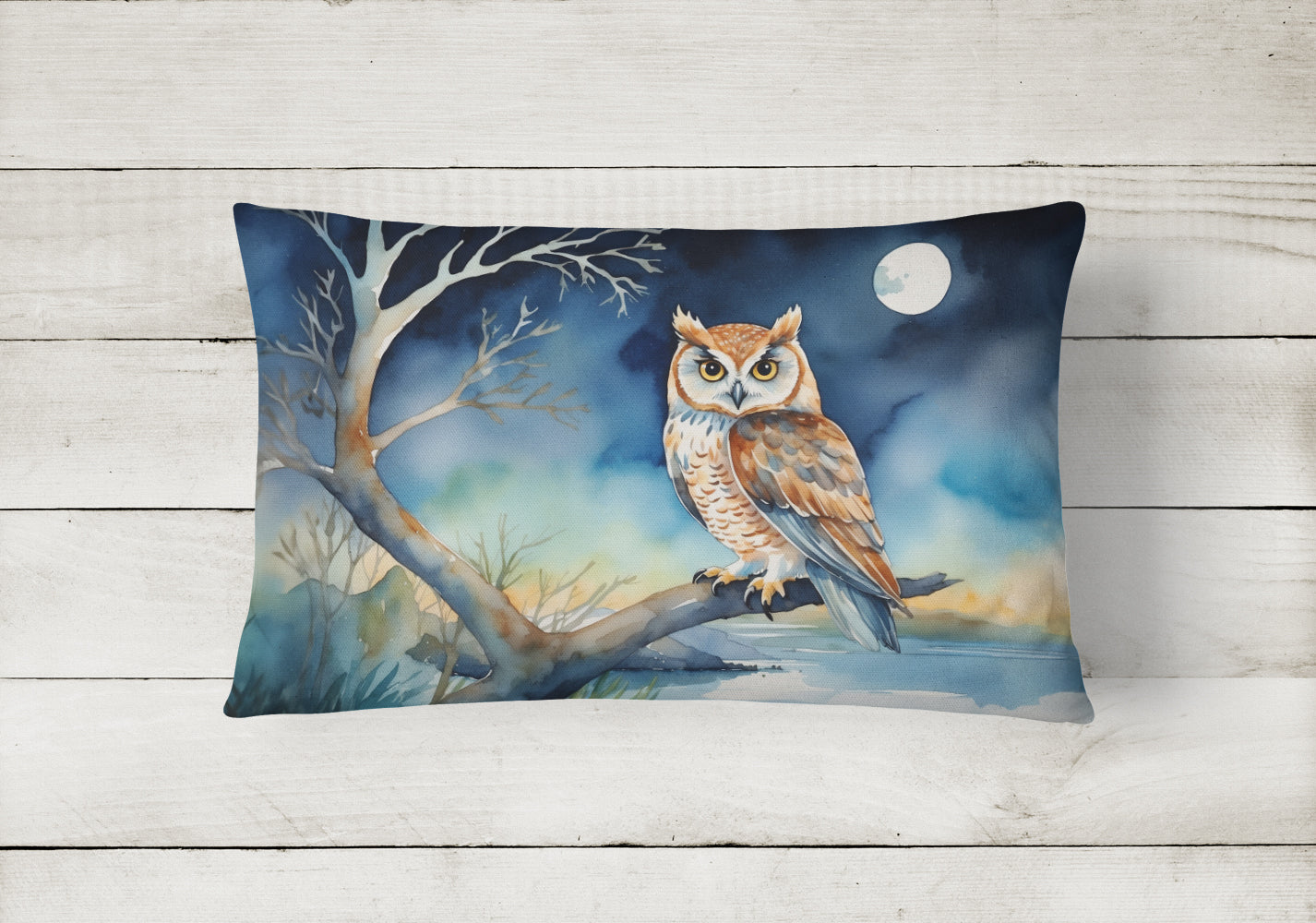 Owl Perched in Coastal Tree Throw Pillow