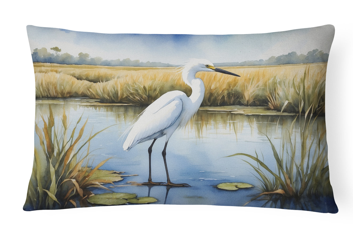 Buy this Snowy Egret in Coastal Marshes Throw Pillow