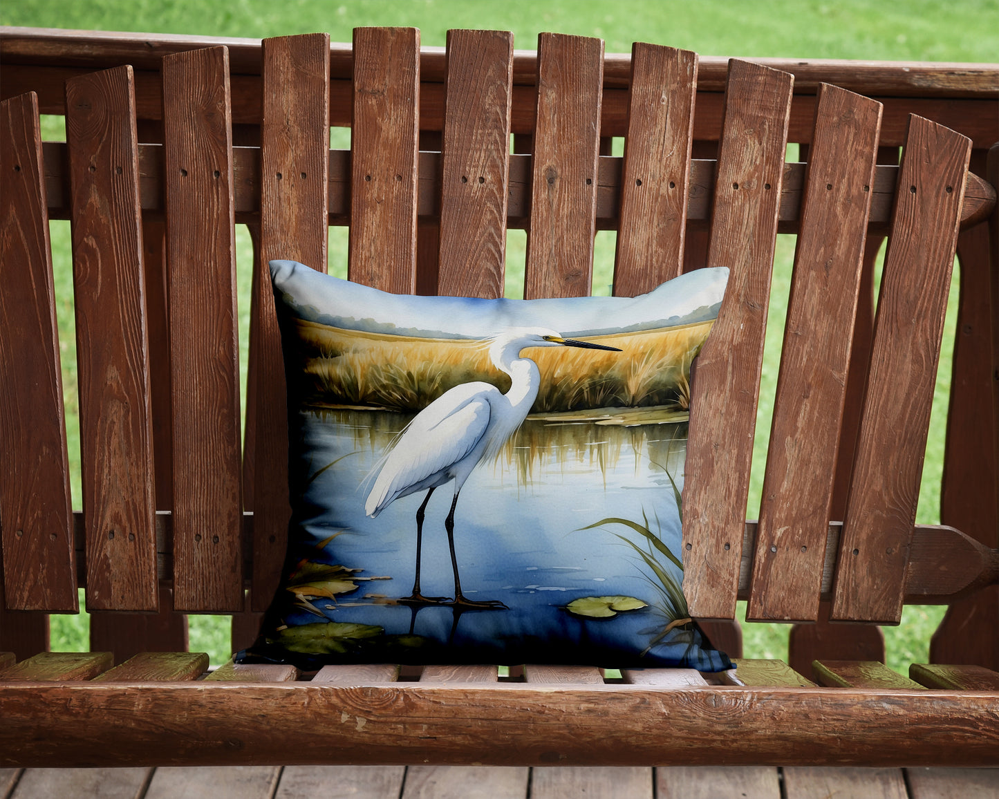 Snowy Egret in Coastal Marshes Throw Pillow