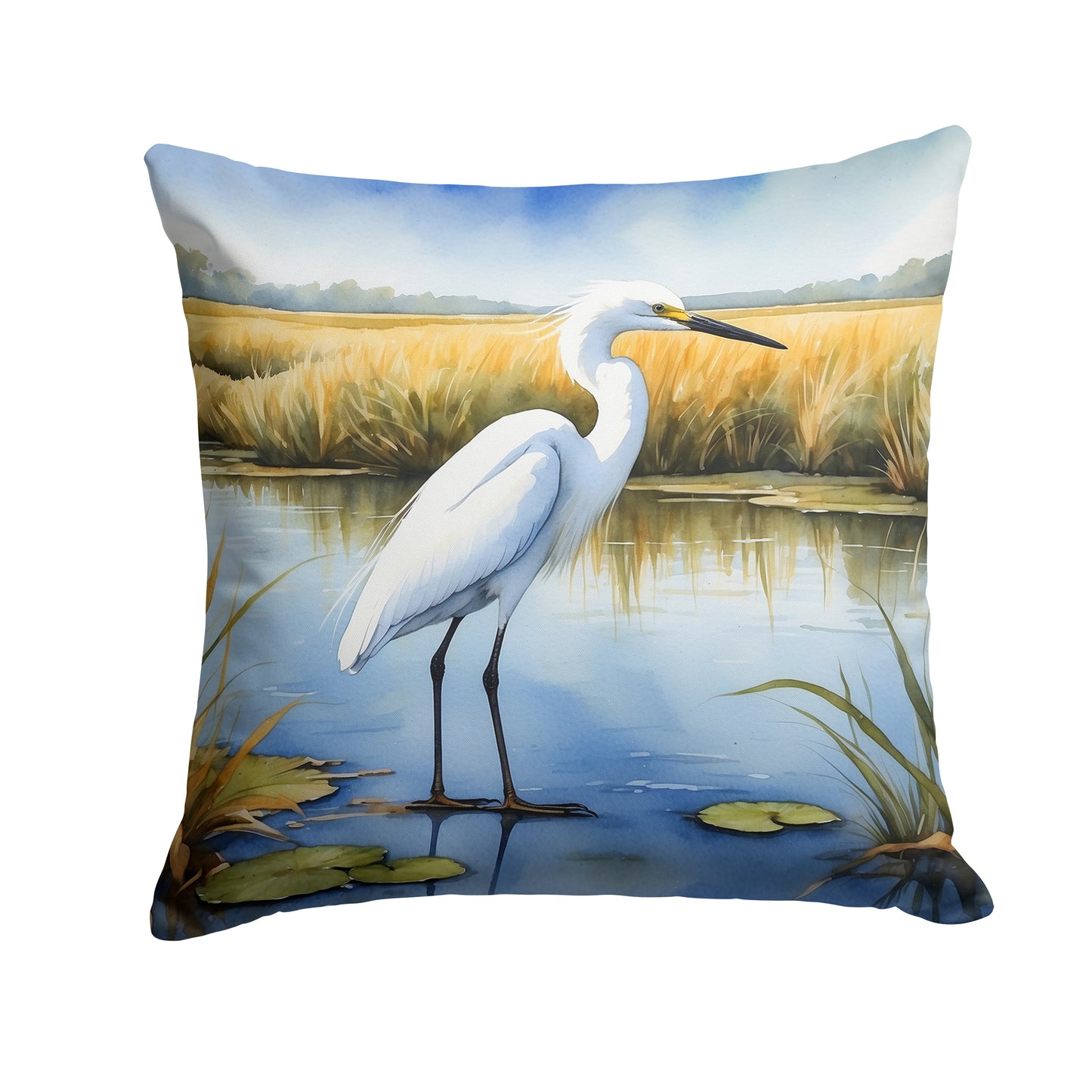 Buy this Snowy Egret in Coastal Marshes Throw Pillow