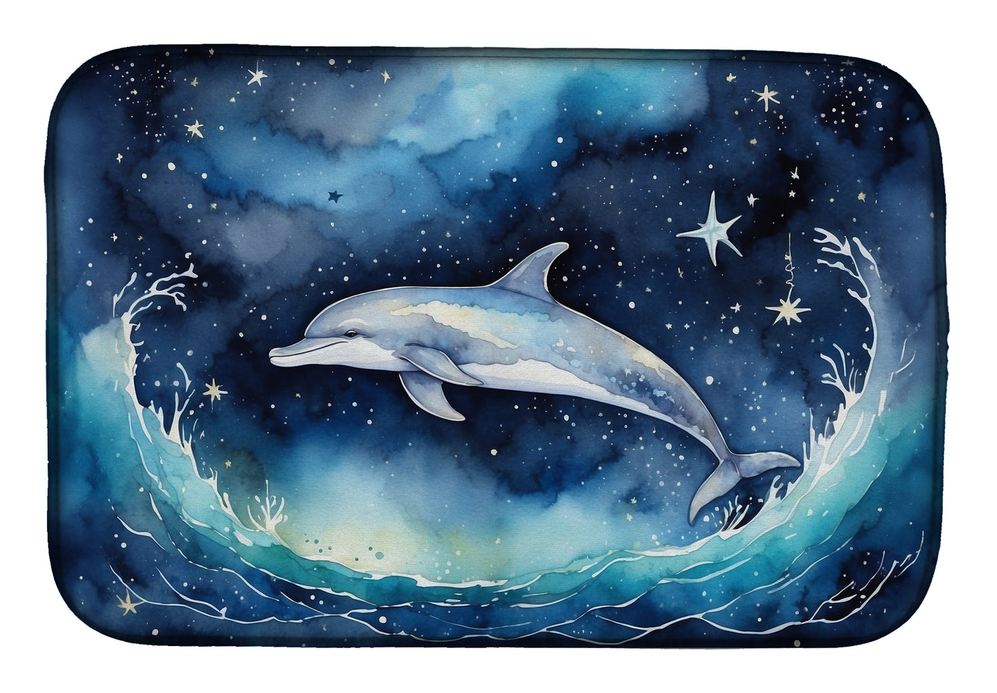 Buy this Dolphin in a Starry Sea Dish Drying Mat