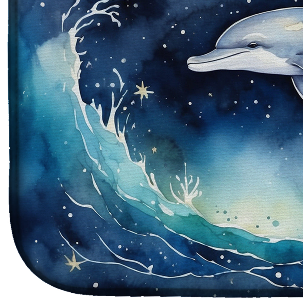 Dolphin in a Starry Sea Dish Drying Mat