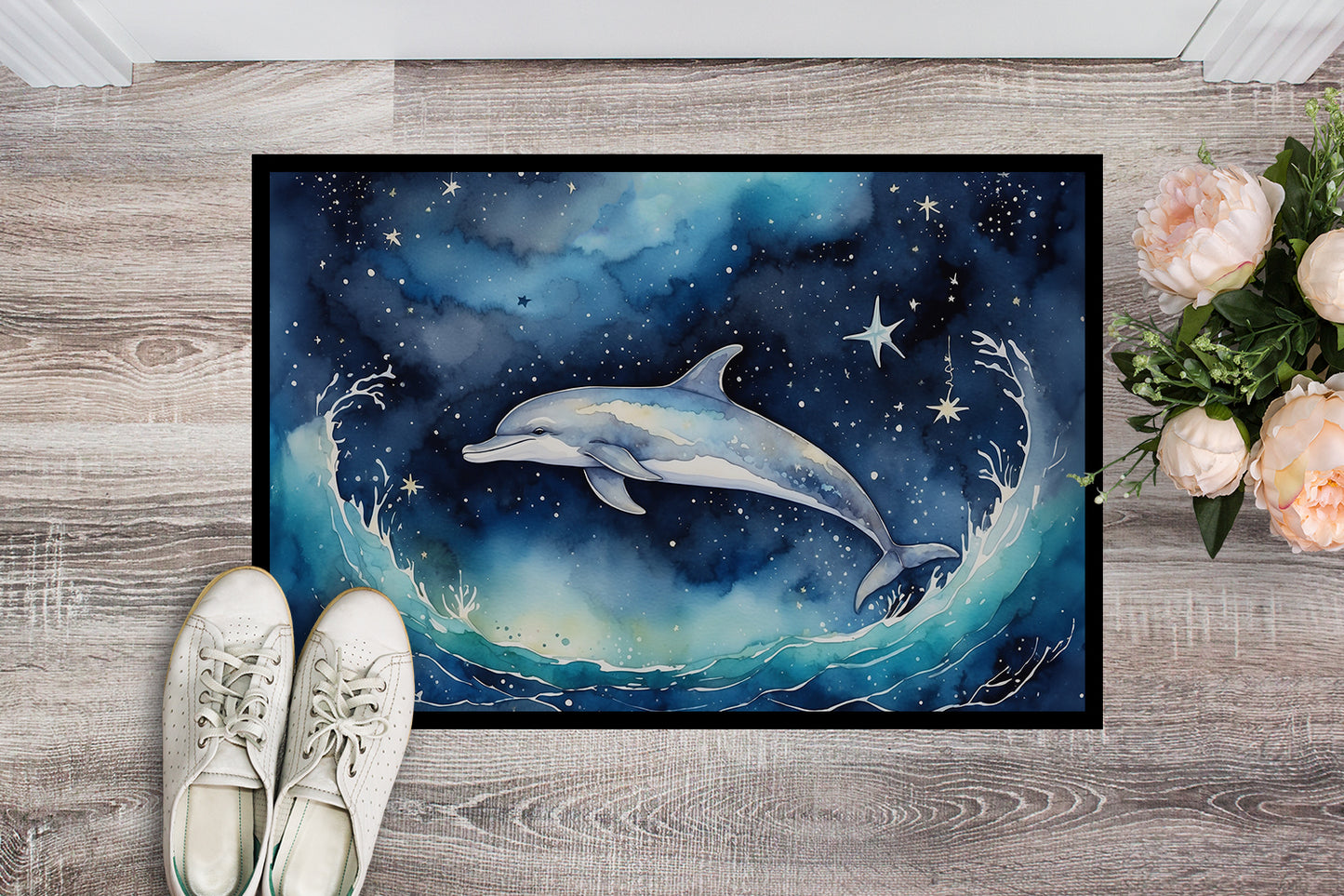 Dolphin in a Starry Sea Doormat