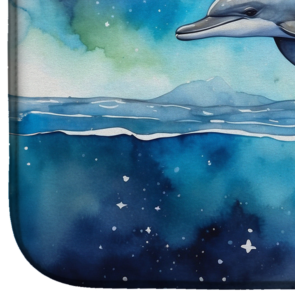 Dolphin in a Starry Sea Dish Drying Mat