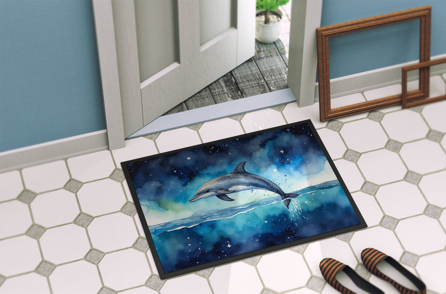 Dolphin in a Starry Sea Doormat